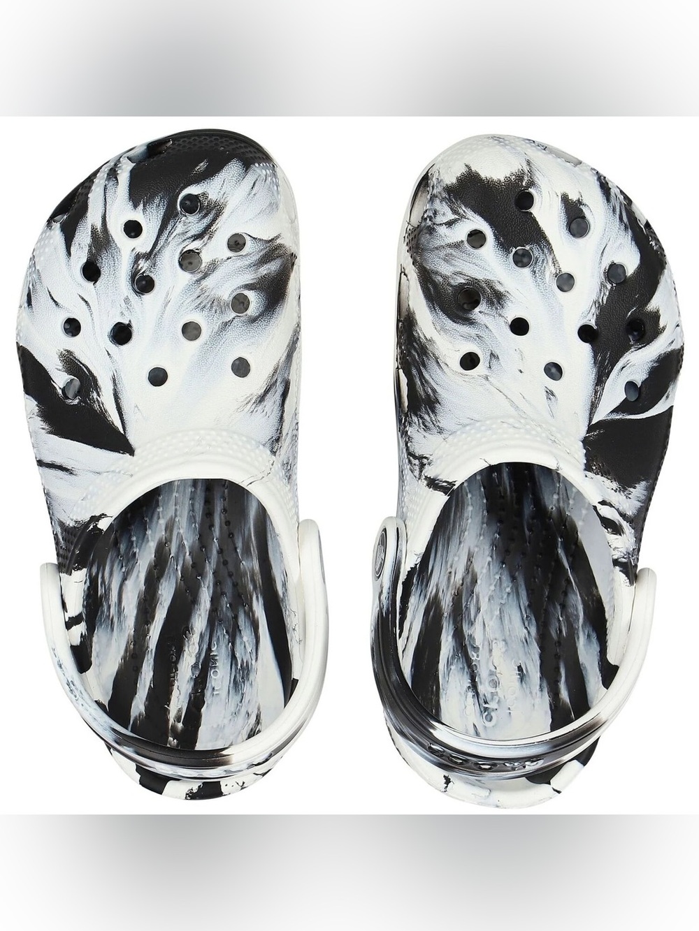 CROCS Women's Marble-Print Classic Clog in Black & White like new condition
